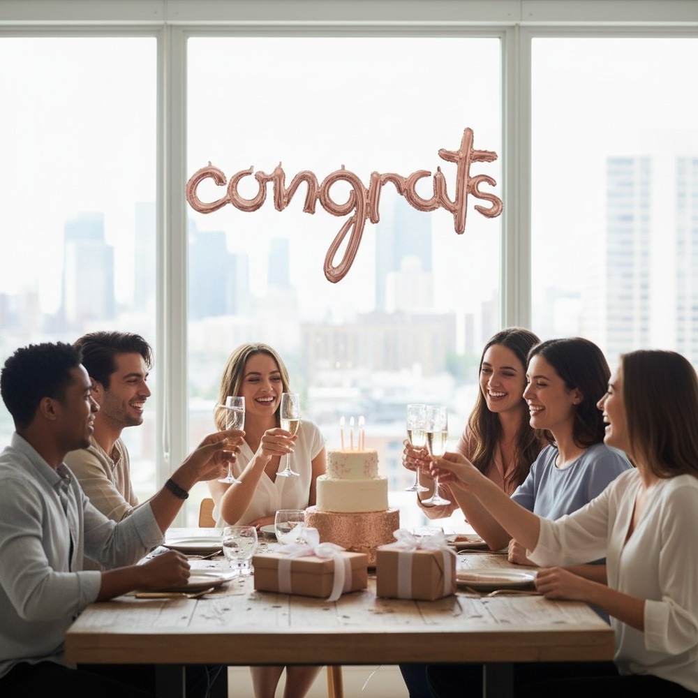 Anagram Congrats Balloon Script 56in Rose Gold New Air-Filled